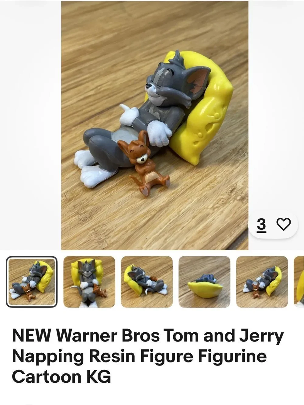 Warner Bros. Gray Tom & Brown Jerry with Yellow Cheese Bed Figurine